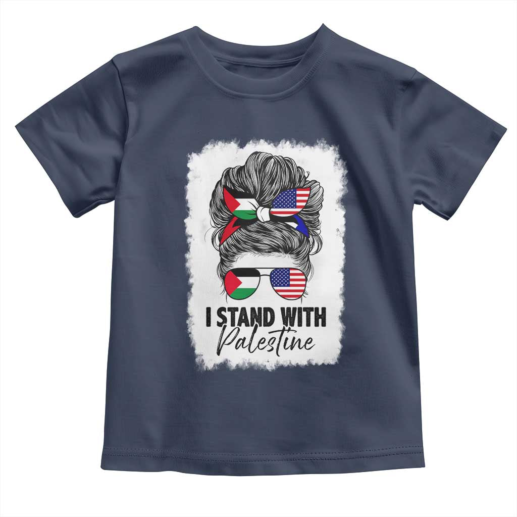 Stand With Palestine Toddler T Shirt Messy Bun Gaza Palestinian Flag - Wonder Print Shop