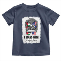 Stand With Palestine Toddler T Shirt Messy Bun Gaza Palestinian Flag - Wonder Print Shop