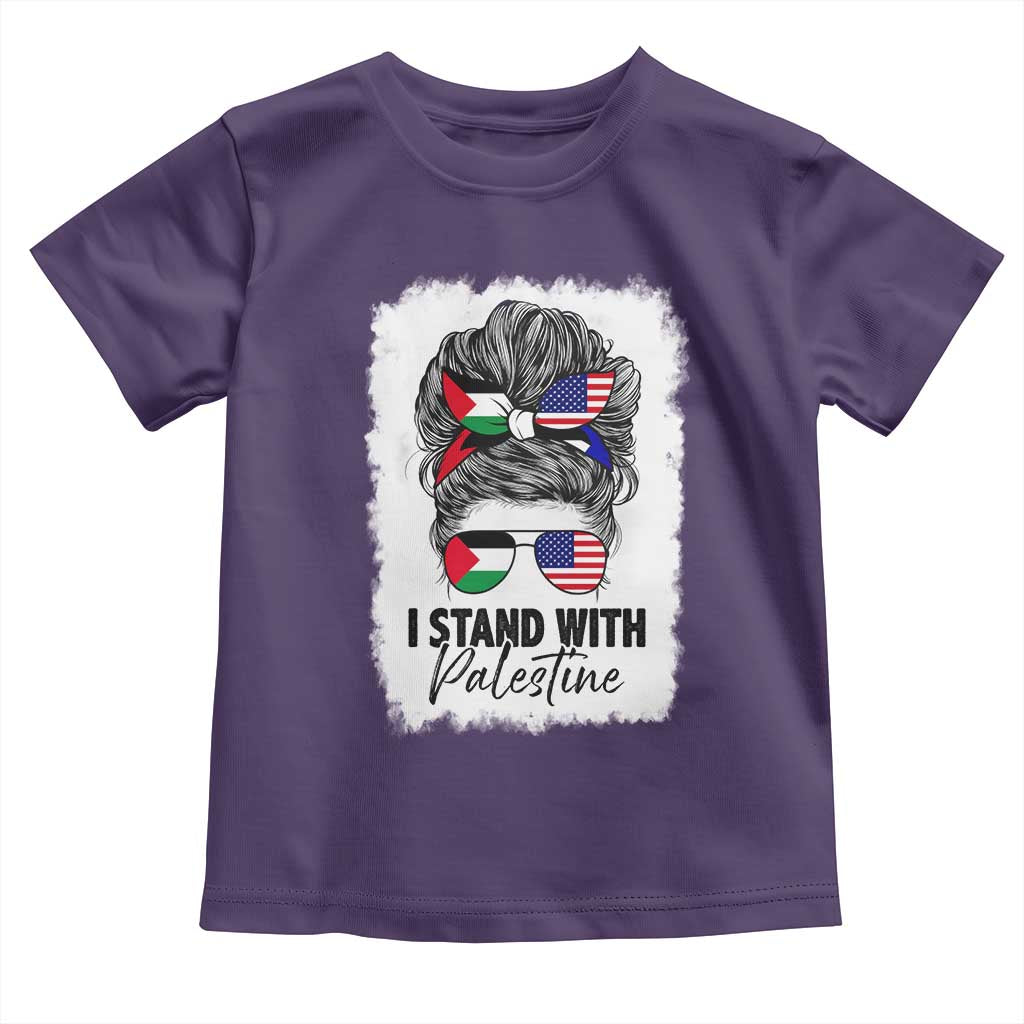 Stand With Palestine Toddler T Shirt Messy Bun Gaza Palestinian Flag - Wonder Print Shop