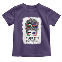 Stand With Palestine Toddler T Shirt Messy Bun Gaza Palestinian Flag - Wonder Print Shop