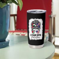 Stand With Palestine Tumbler Cup Messy Bun Gaza Palestinian Flag - Wonder Print Shop