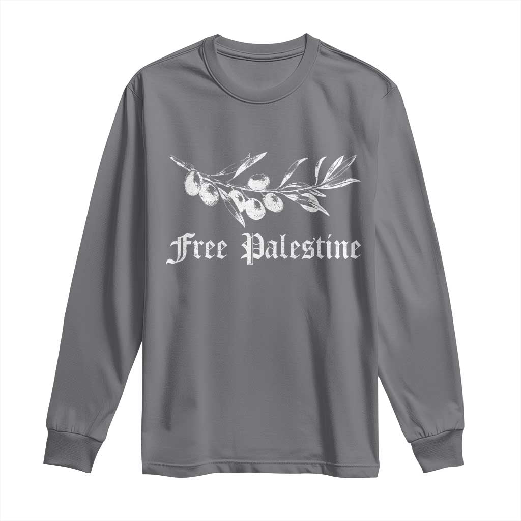 Free Palestine Long Sleeve Shirt Palestinian Olives Fruits - Wonder Print Shop