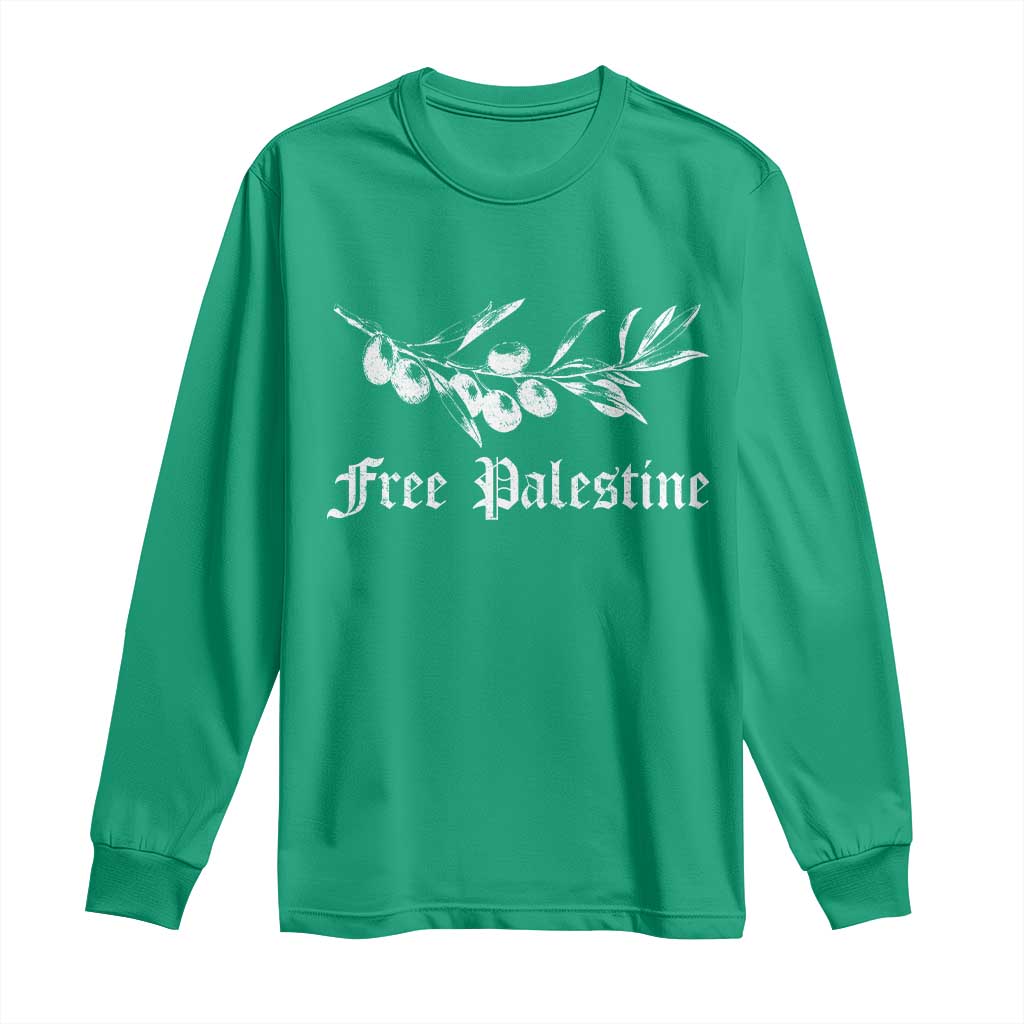 Free Palestine Long Sleeve Shirt Palestinian Olives Fruits - Wonder Print Shop