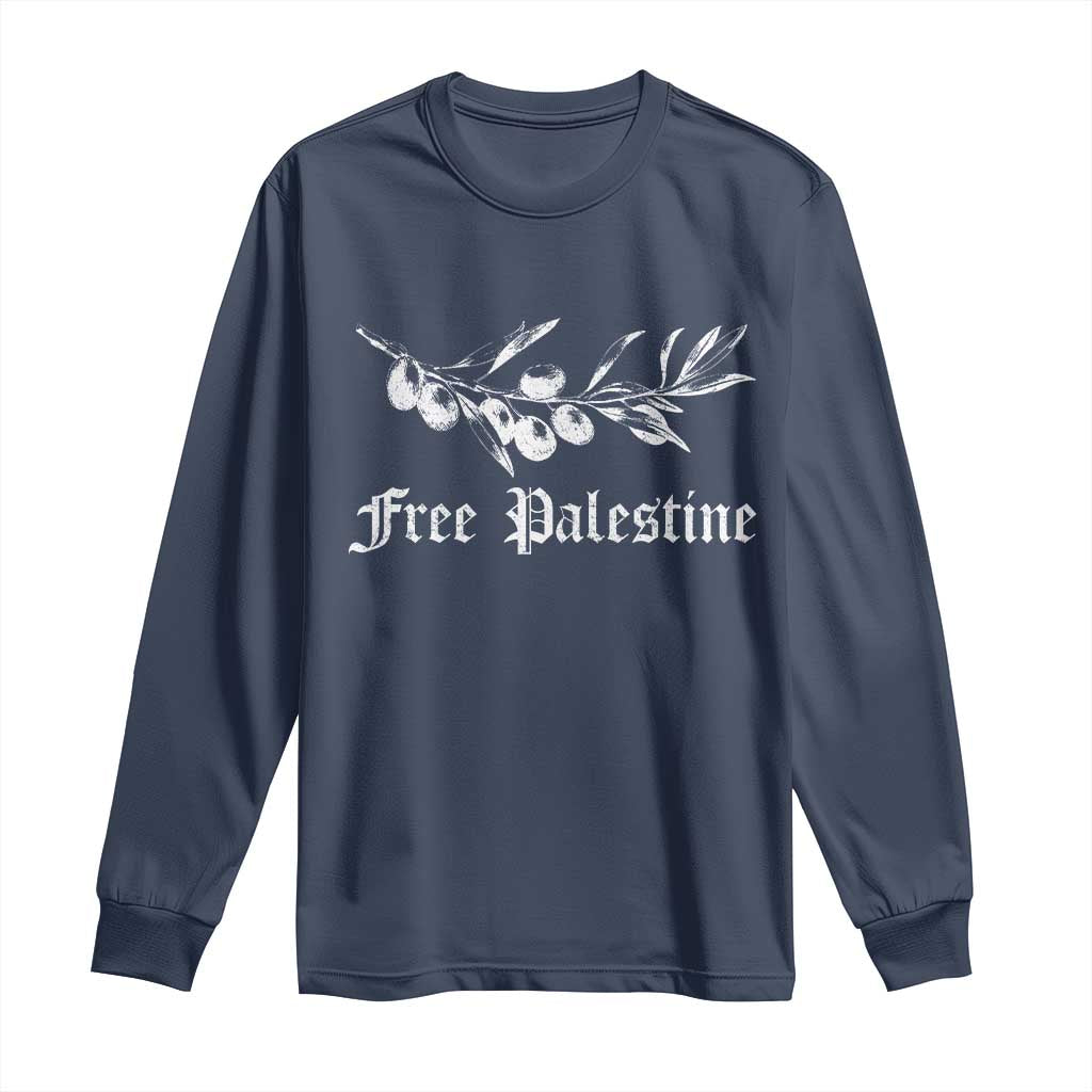 Free Palestine Long Sleeve Shirt Palestinian Olives Fruits - Wonder Print Shop