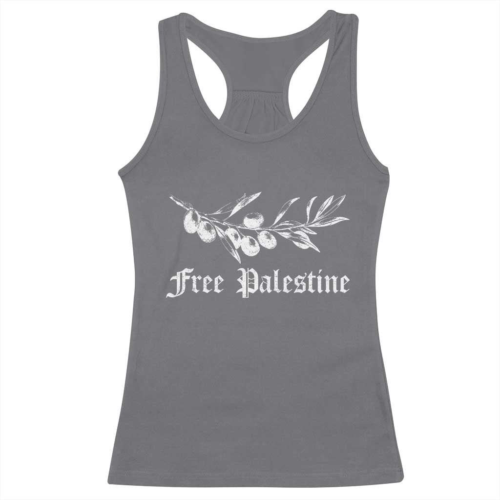 Free Palestine Racerback Tank Top Palestinian Olives Fruits - Wonder Print Shop