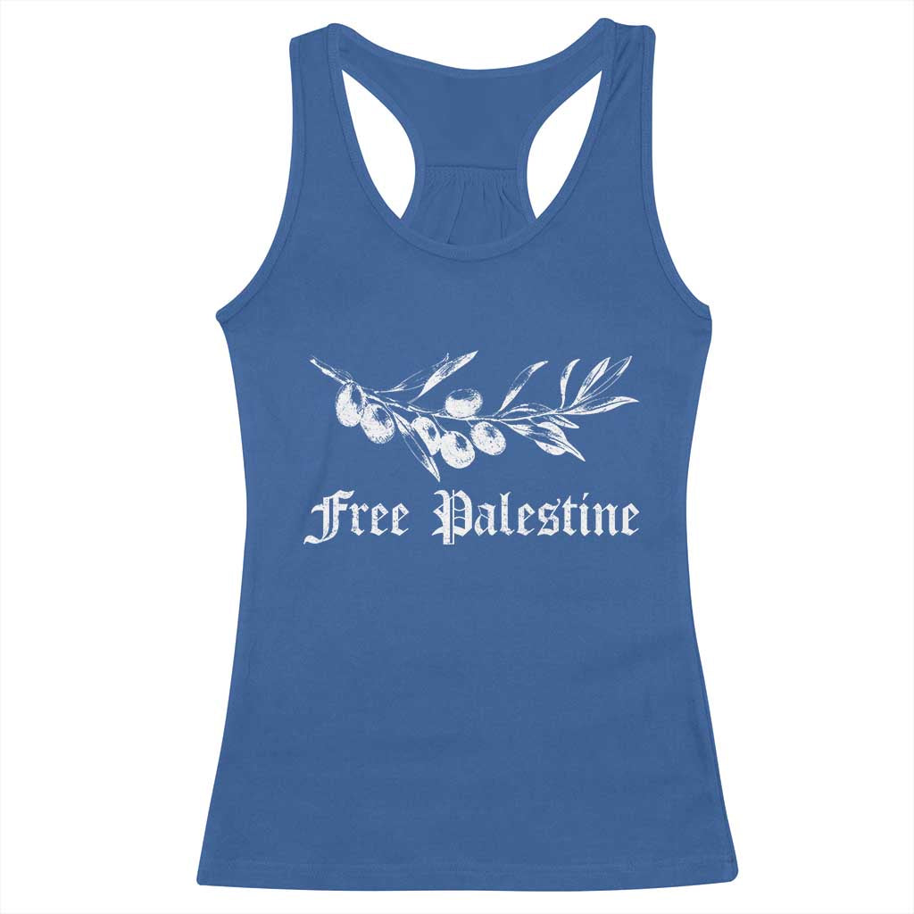 Free Palestine Racerback Tank Top Palestinian Olives Fruits - Wonder Print Shop
