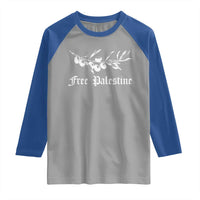 Free Palestine Raglan Shirt Palestinian Olives Fruits - Wonder Print Shop