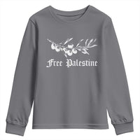 Free Palestine Youth Sweatshirt Palestinian Olives Fruits - Wonder Print Shop