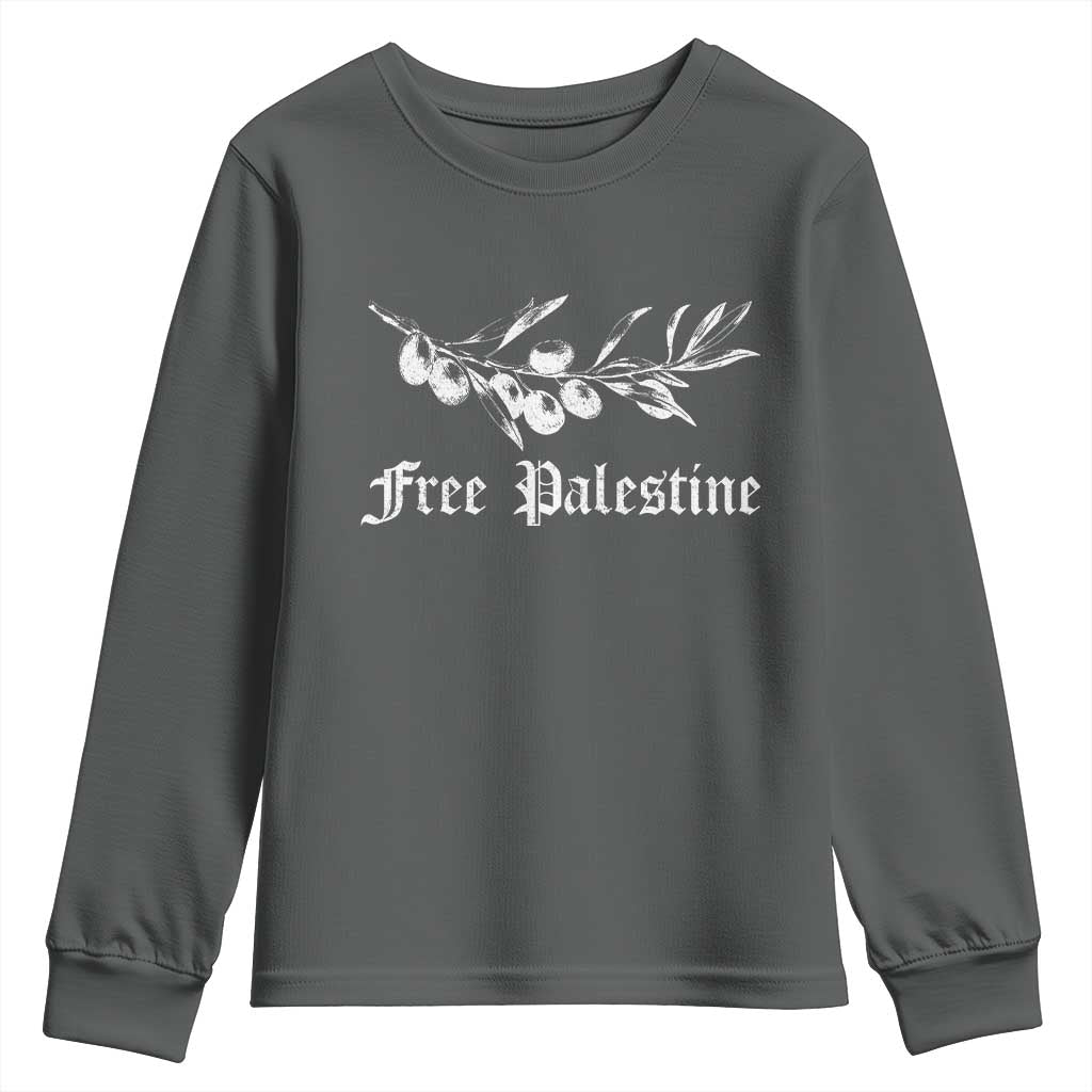 Free Palestine Youth Sweatshirt Palestinian Olives Fruits - Wonder Print Shop