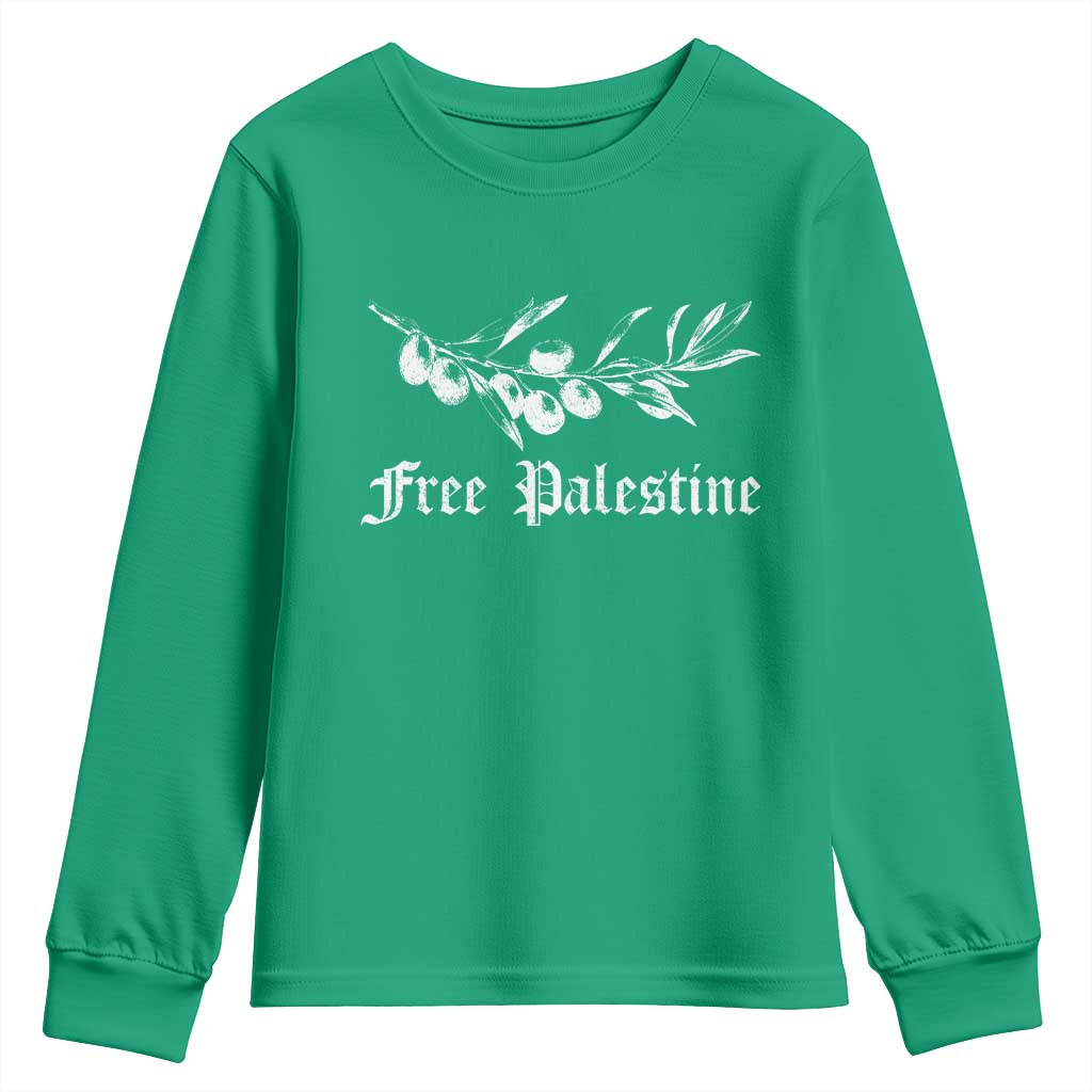 Free Palestine Youth Sweatshirt Palestinian Olives Fruits - Wonder Print Shop