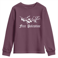 Free Palestine Youth Sweatshirt Palestinian Olives Fruits - Wonder Print Shop