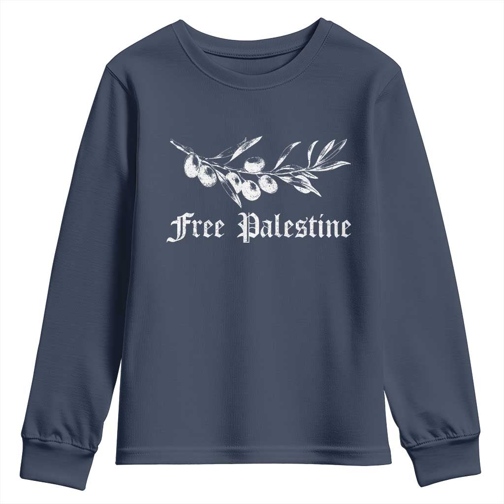 Free Palestine Youth Sweatshirt Palestinian Olives Fruits - Wonder Print Shop