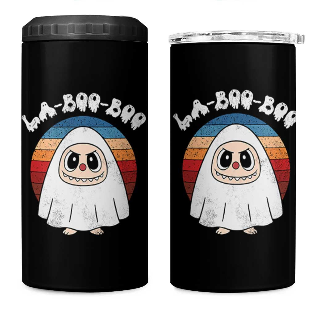 Cute Ghost Halloween Costume 4 in 1 Can Cooler Tumbler Retro Spooky Trending Cartoon La Boo Boo - Wonder Print Shop