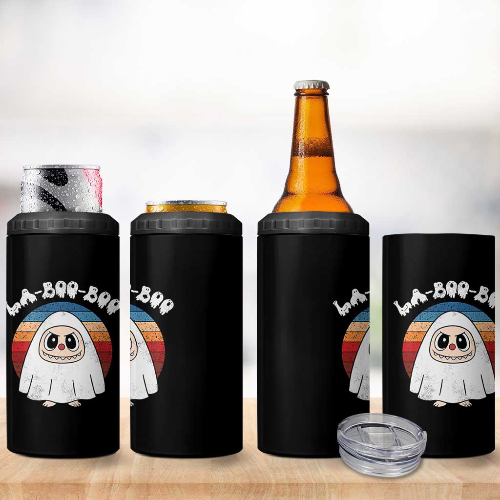 Cute Ghost Halloween Costume 4 in 1 Can Cooler Tumbler Retro Spooky Trending Cartoon La Boo Boo - Wonder Print Shop