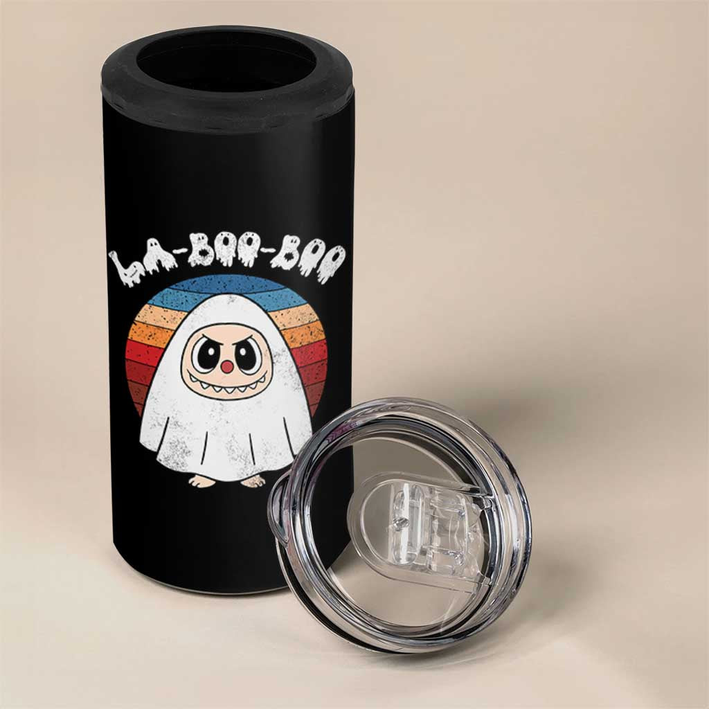 Cute Ghost Halloween Costume 4 in 1 Can Cooler Tumbler Retro Spooky Trending Cartoon La Boo Boo - Wonder Print Shop