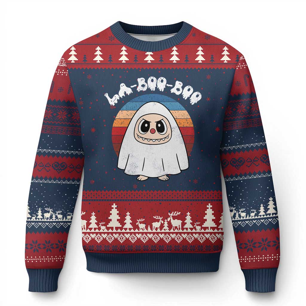 Cute Ghost Halloween Costume Ugly Christmas Sweater Retro Spooky Trending Cartoon La Boo Boo - Wonder Print Shop