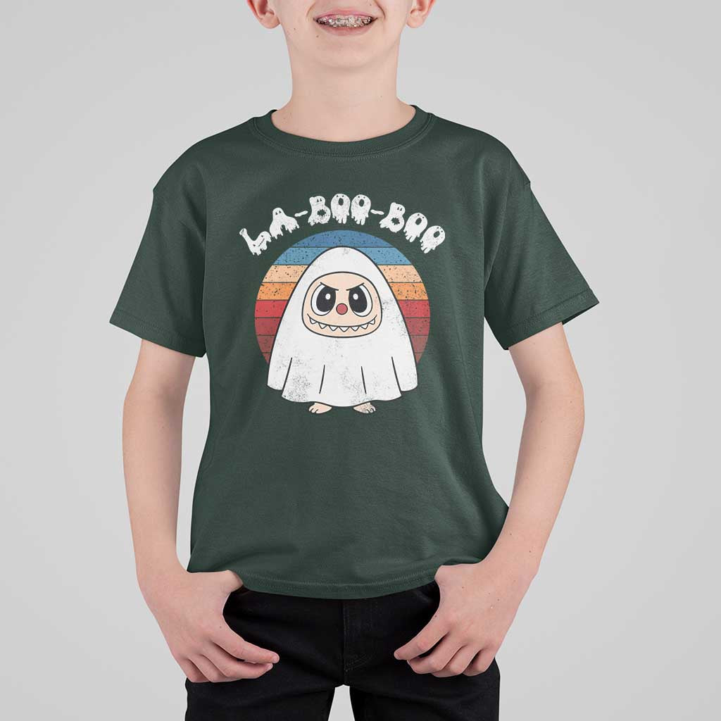 Cute Ghost Halloween Costume T Shirt For Kid Retro Spooky Trending Cartoon La Boo Boo - Wonder Print Shop