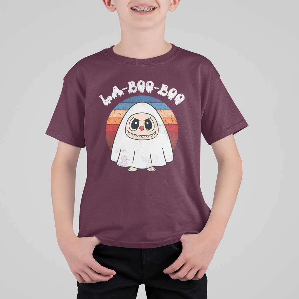 Cute Ghost Halloween Costume T Shirt For Kid Retro Spooky Trending Cartoon La Boo Boo - Wonder Print Shop