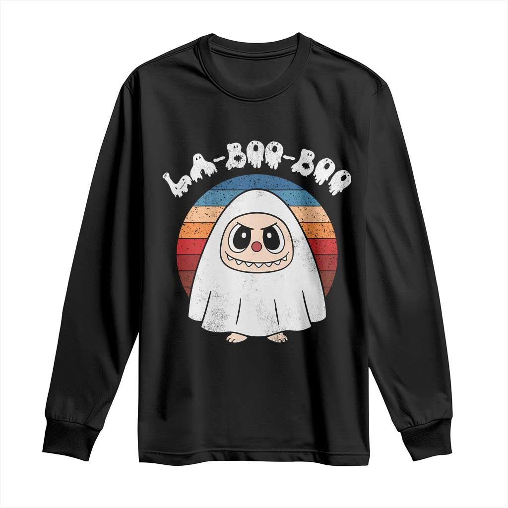 Cute Ghost Halloween Costume Long Sleeve Shirt Retro Spooky Trending Cartoon La Boo Boo - Wonder Print Shop