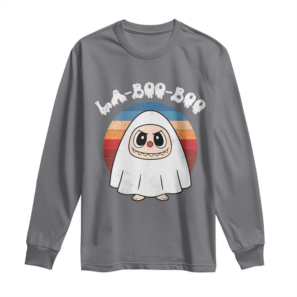 Cute Ghost Halloween Costume Long Sleeve Shirt Retro Spooky Trending Cartoon La Boo Boo - Wonder Print Shop