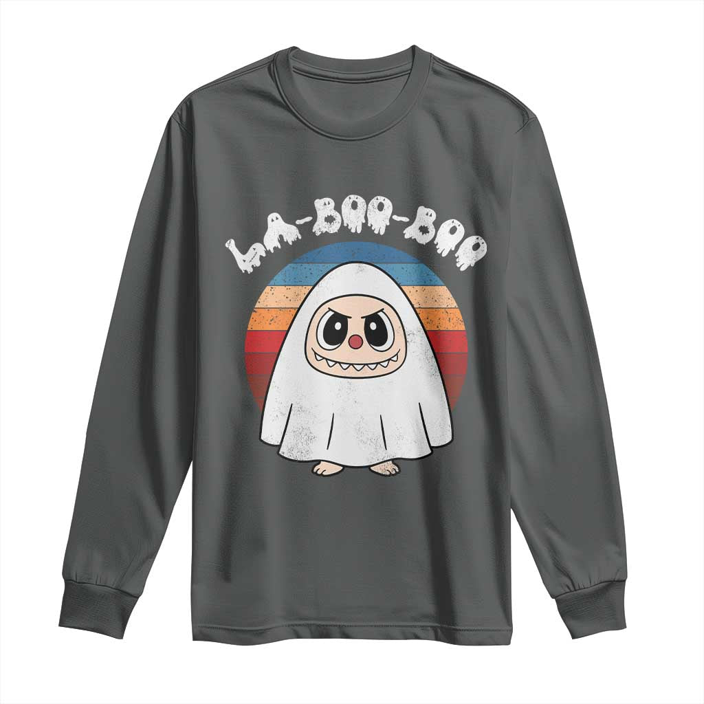 Cute Ghost Halloween Costume Long Sleeve Shirt Retro Spooky Trending Cartoon La Boo Boo - Wonder Print Shop