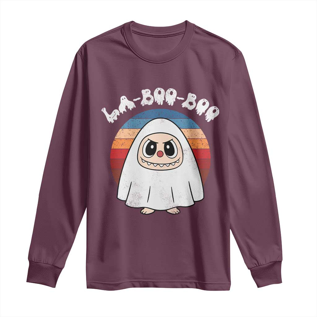 Cute Ghost Halloween Costume Long Sleeve Shirt Retro Spooky Trending Cartoon La Boo Boo - Wonder Print Shop