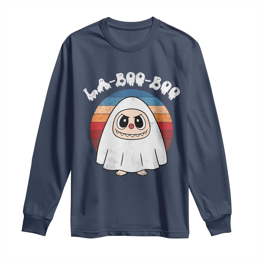 Cute Ghost Halloween Costume Long Sleeve Shirt Retro Spooky Trending Cartoon La Boo Boo - Wonder Print Shop