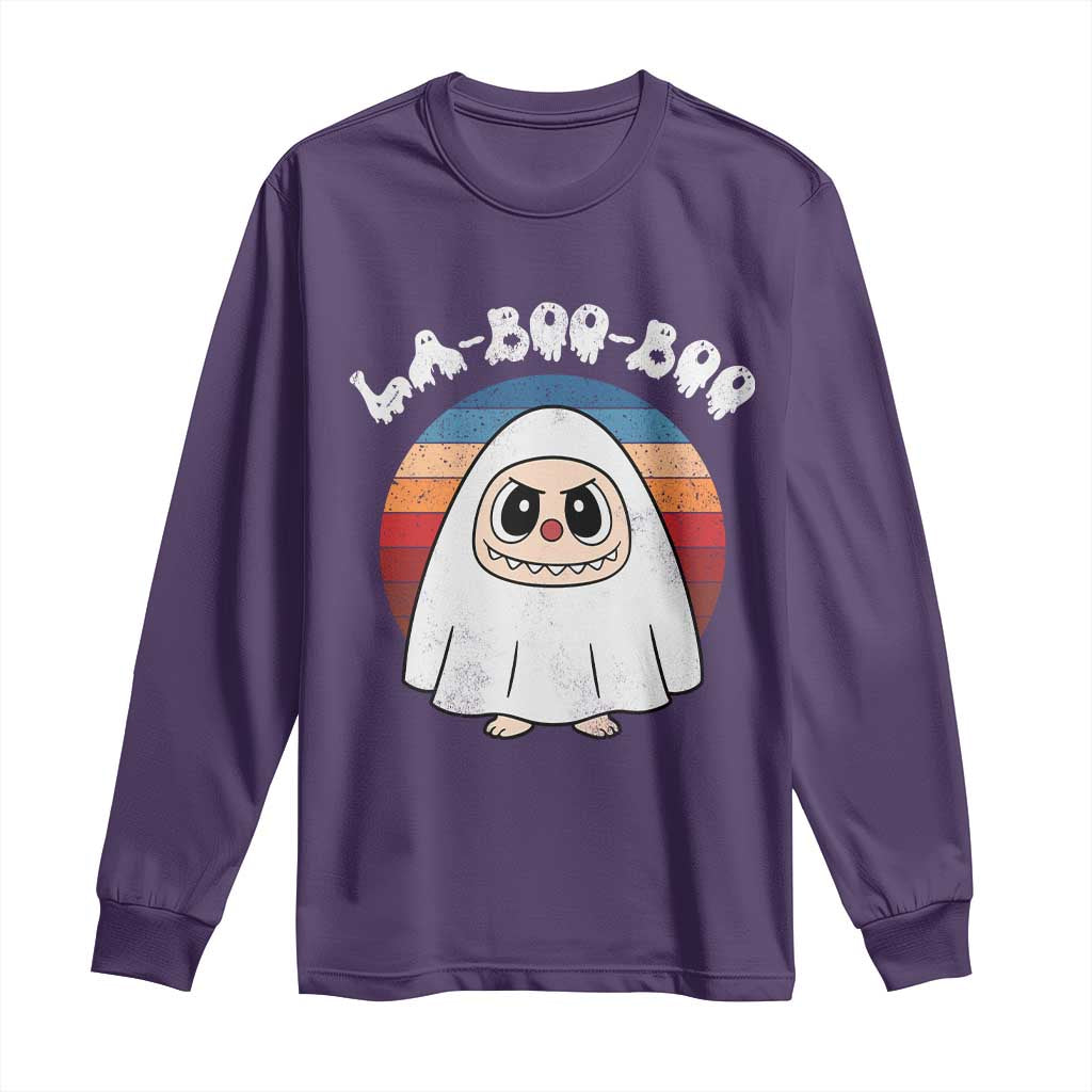 Cute Ghost Halloween Costume Long Sleeve Shirt Retro Spooky Trending Cartoon La Boo Boo - Wonder Print Shop