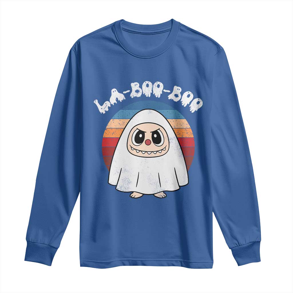 Cute Ghost Halloween Costume Long Sleeve Shirt Retro Spooky Trending Cartoon La Boo Boo - Wonder Print Shop
