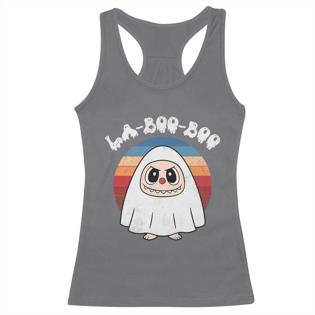 Cute Ghost Halloween Costume Racerback Tank Top Retro Spooky Trending Cartoon La Boo Boo - Wonder Print Shop