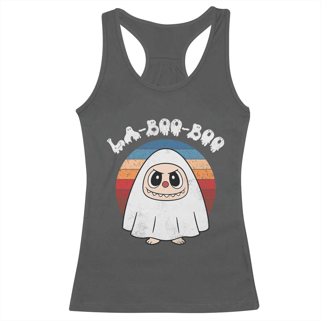 Cute Ghost Halloween Costume Racerback Tank Top Retro Spooky Trending Cartoon La Boo Boo - Wonder Print Shop