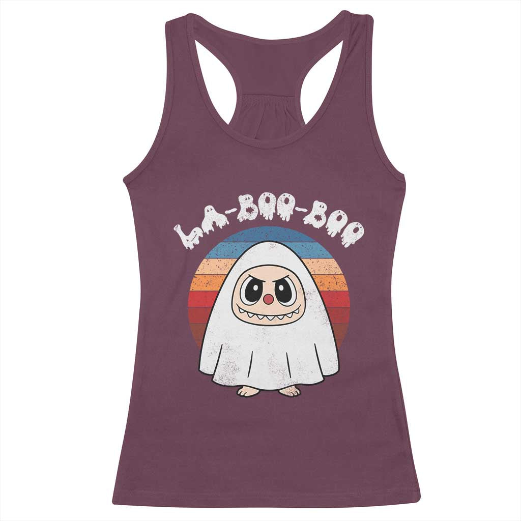 Cute Ghost Halloween Costume Racerback Tank Top Retro Spooky Trending Cartoon La Boo Boo - Wonder Print Shop