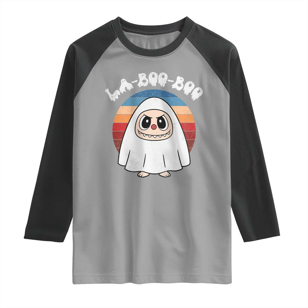 Cute Ghost Halloween Costume Raglan Shirt Retro Spooky Trending Cartoon La Boo Boo - Wonder Print Shop