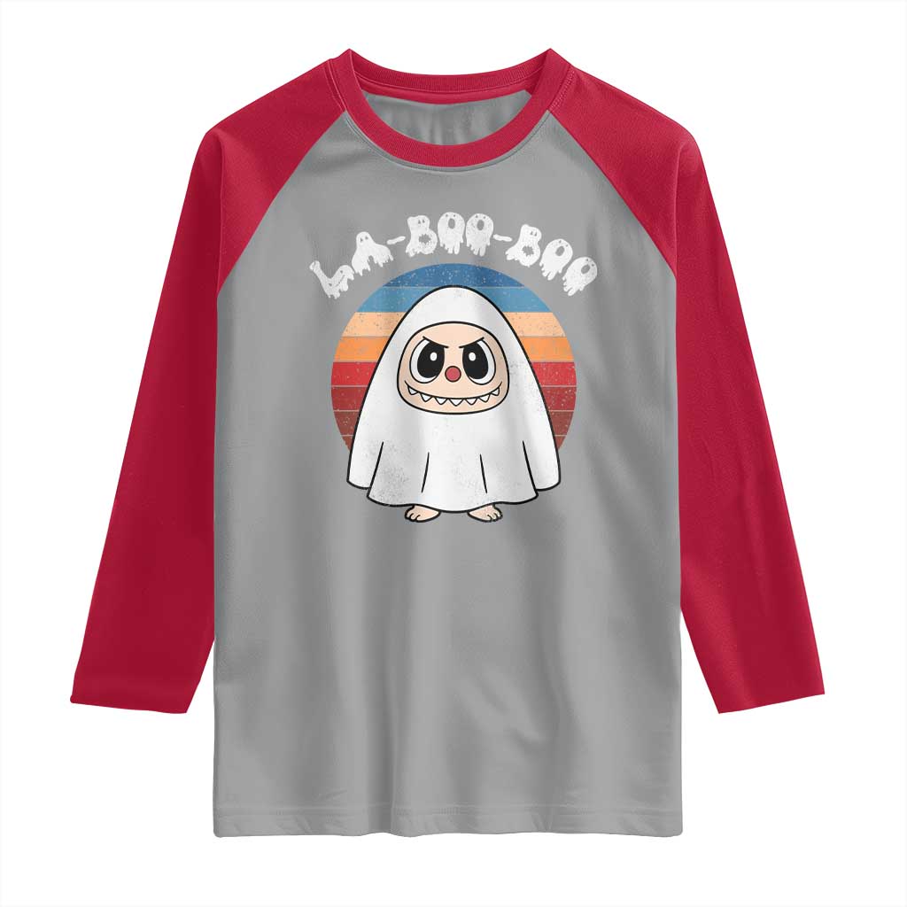 Cute Ghost Halloween Costume Raglan Shirt Retro Spooky Trending Cartoon La Boo Boo - Wonder Print Shop