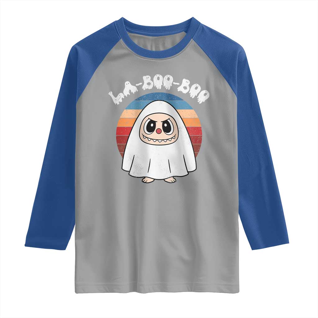 Cute Ghost Halloween Costume Raglan Shirt Retro Spooky Trending Cartoon La Boo Boo - Wonder Print Shop
