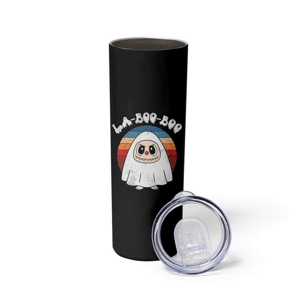 Cute Ghost Halloween Costume Skinny Tumbler Retro Spooky Trending Cartoon La Boo Boo - Wonder Print Shop