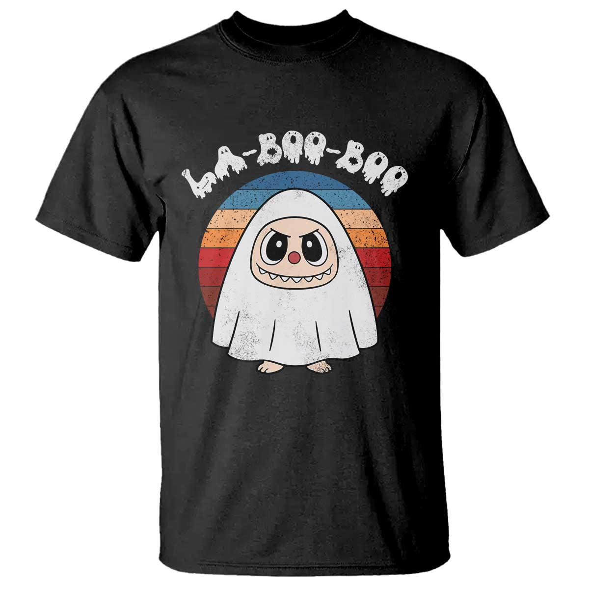 Cute Ghost Halloween Costume T Shirt Retro Spooky Trending Cartoon La Boo Boo - Wonder Print Shop