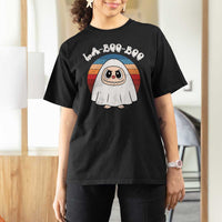 Cute Ghost Halloween Costume T Shirt For Women Retro Spooky Trending Cartoon La Boo Boo - Wonder Print Shop