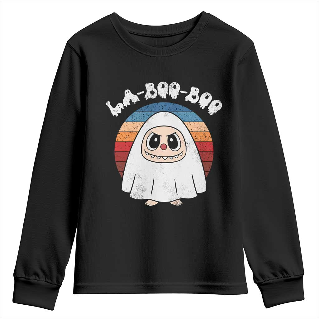 Cute Ghost Halloween Costume Youth Sweatshirt Retro Spooky Trending Cartoon La Boo Boo - Wonder Print Shop