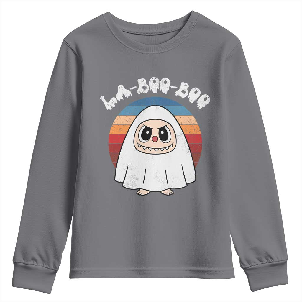 Cute Ghost Halloween Costume Youth Sweatshirt Retro Spooky Trending Cartoon La Boo Boo - Wonder Print Shop