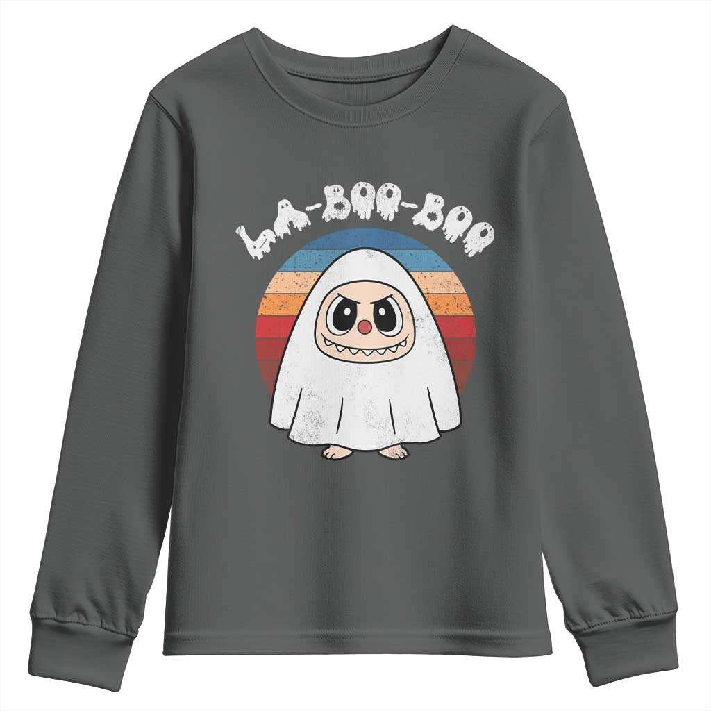 Cute Ghost Halloween Costume Youth Sweatshirt Retro Spooky Trending Cartoon La Boo Boo - Wonder Print Shop