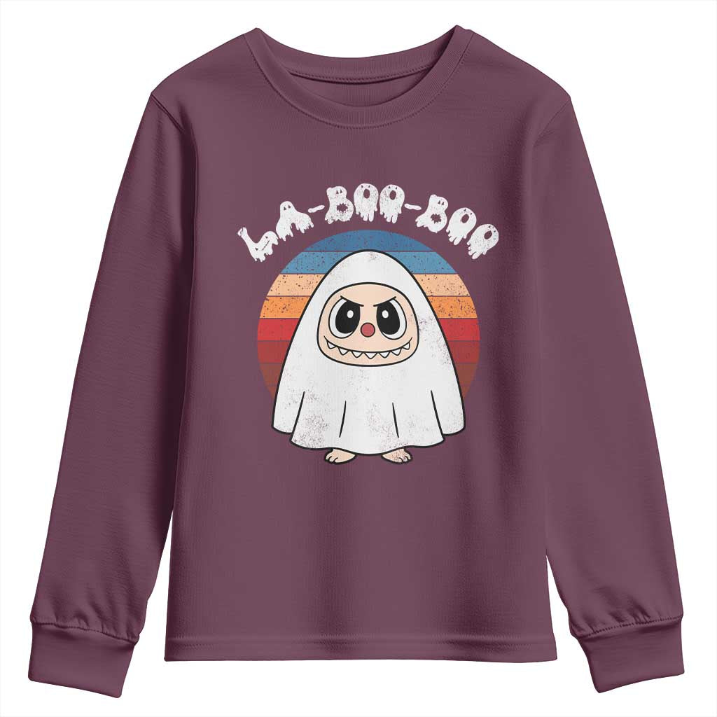 Cute Ghost Halloween Costume Youth Sweatshirt Retro Spooky Trending Cartoon La Boo Boo - Wonder Print Shop