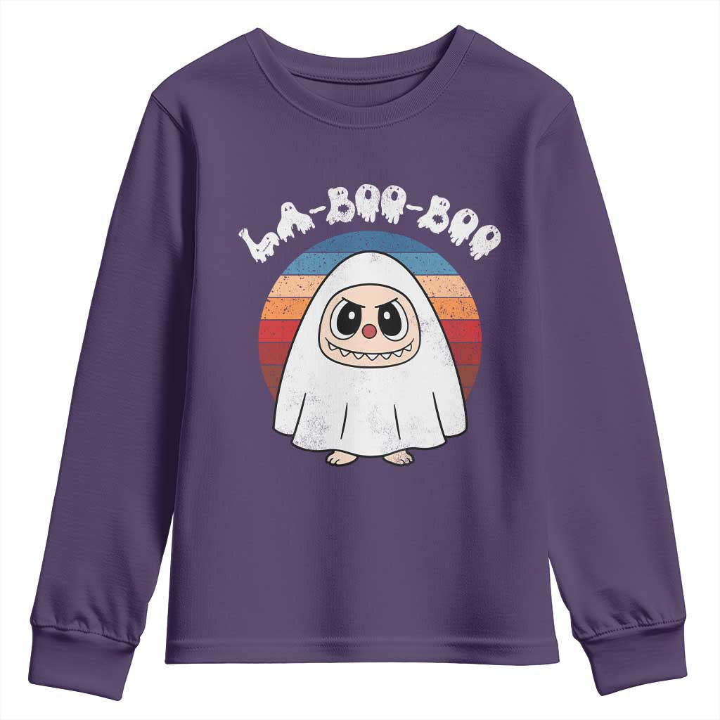 Cute Ghost Halloween Costume Youth Sweatshirt Retro Spooky Trending Cartoon La Boo Boo - Wonder Print Shop