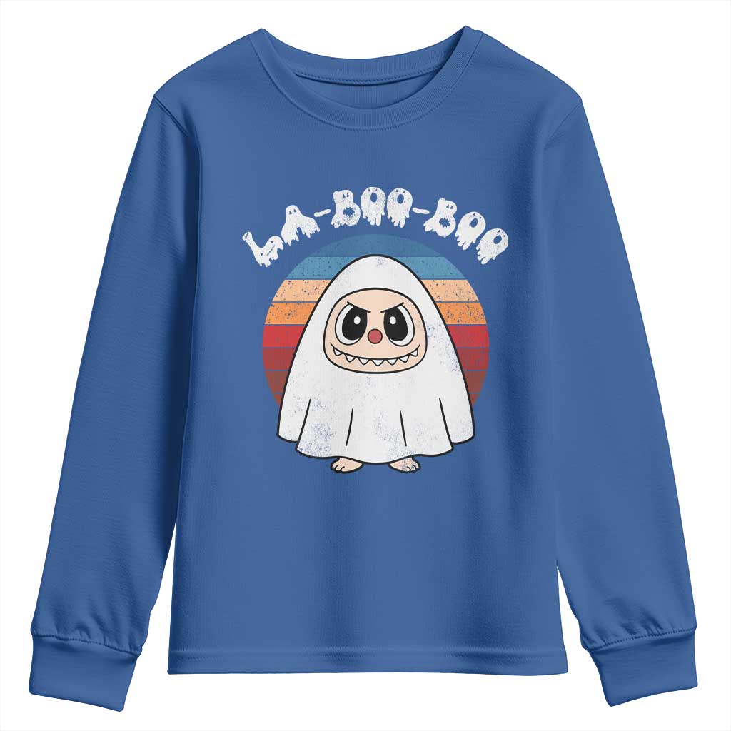Cute Ghost Halloween Costume Youth Sweatshirt Retro Spooky Trending Cartoon La Boo Boo - Wonder Print Shop