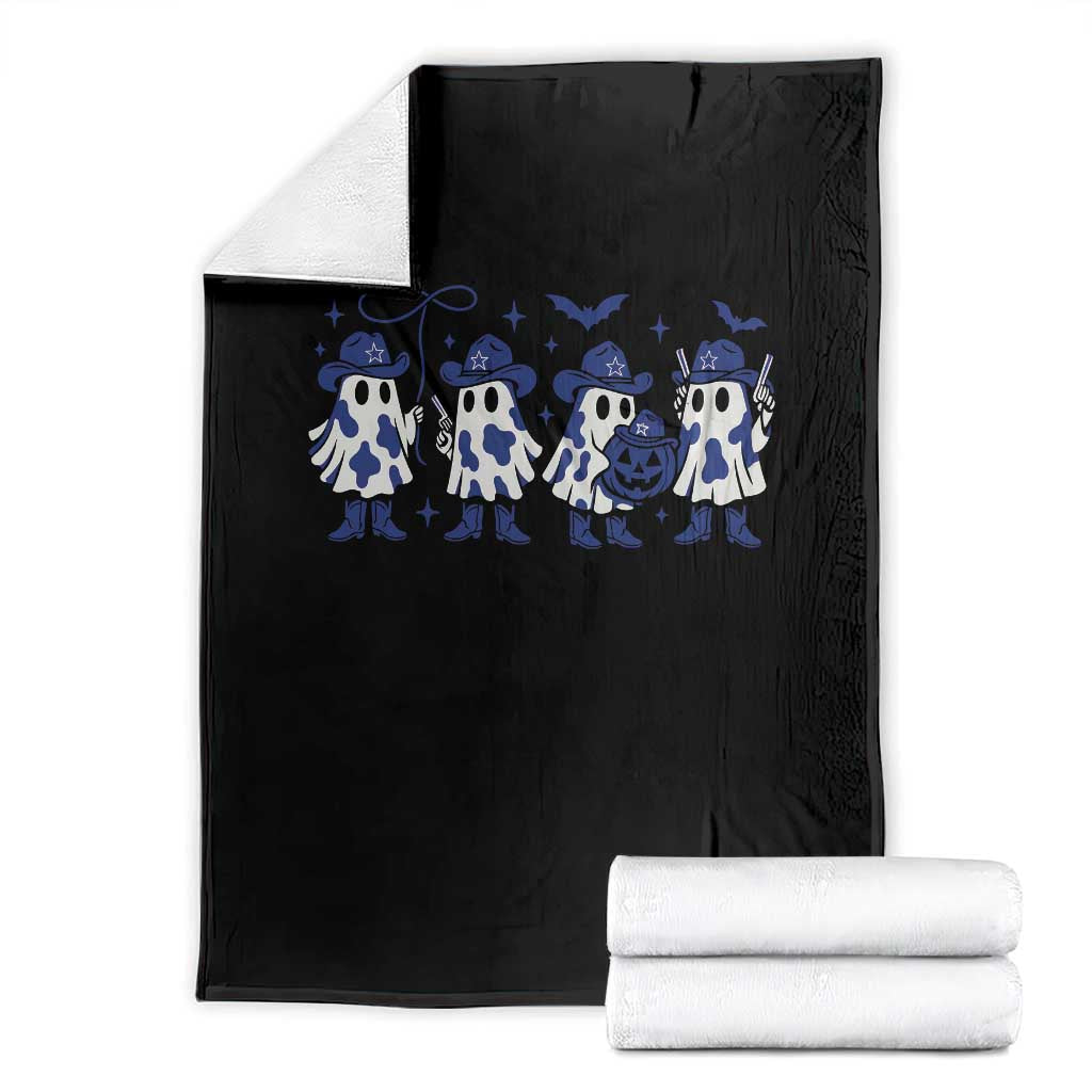 Dallas Ghost Halloween Throw Blanket Retro Halloween Costume Cowboy Fan - Wonder Print Shop