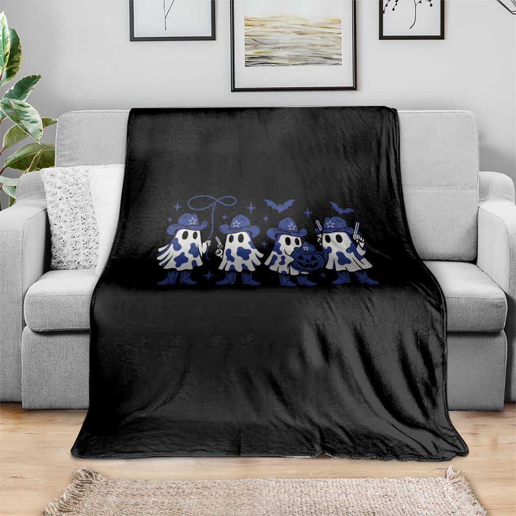 Dallas Ghost Halloween Throw Blanket Retro Halloween Costume Cowboy Fan - Wonder Print Shop