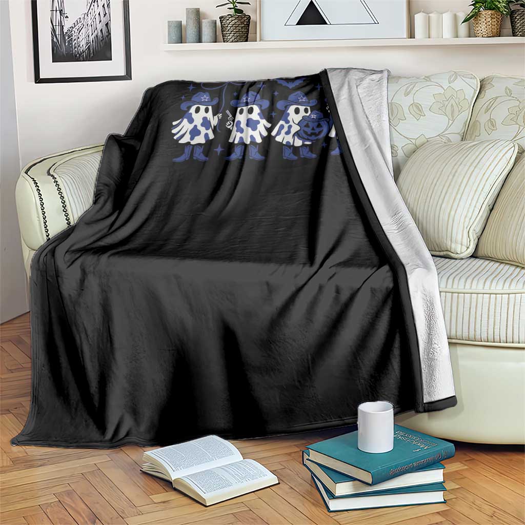 Dallas Ghost Halloween Throw Blanket Retro Halloween Costume Cowboy Fan - Wonder Print Shop