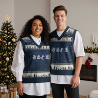 Dallas Ghost Halloween V-Neck Knit Sweater Vest Retro Halloween Costume Cowboy Fan - Wonder Print Shop