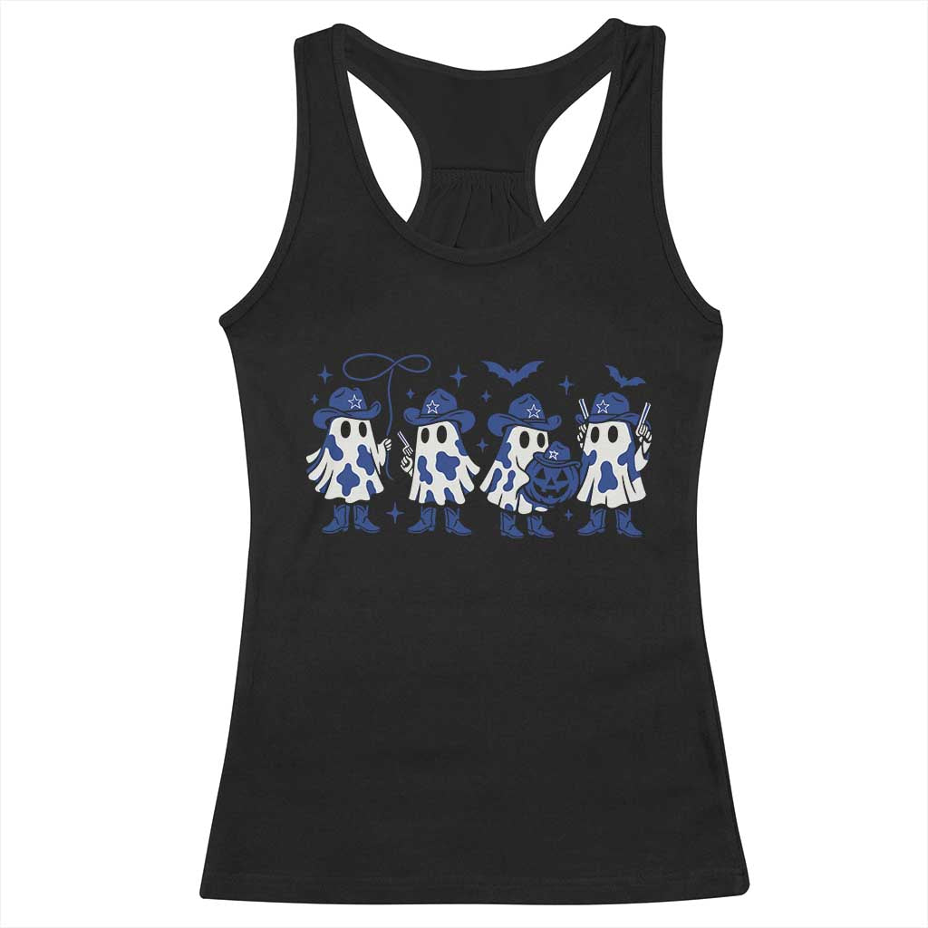 Dallas Ghost Halloween Racerback Tank Top Retro Halloween Costume Cowboy Fan - Wonder Print Shop