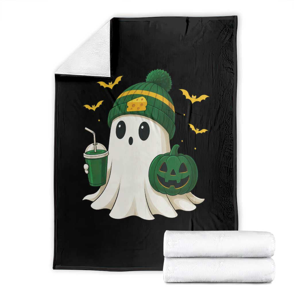 Halloween Packers Ghost Throw Blanket Pumpkin Ghost Costume Cheesehead - Wonder Print Shop
